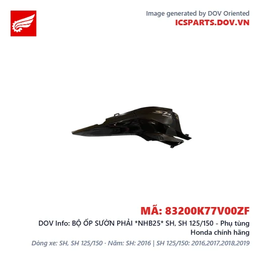 BỘ ỐP SƯỜN PHẢI *NHB25* SH, SH 125/150 - Phụ tùng Honda chính hãng