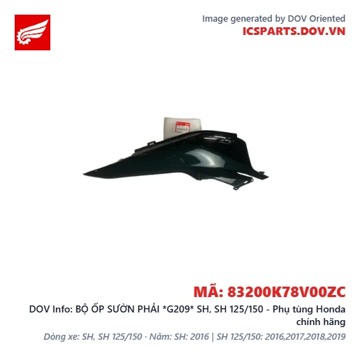 BỘ ỐP SƯỜN PHẢI *G209* SH, SH 125/150 - Phụ tùng Honda chính hãng