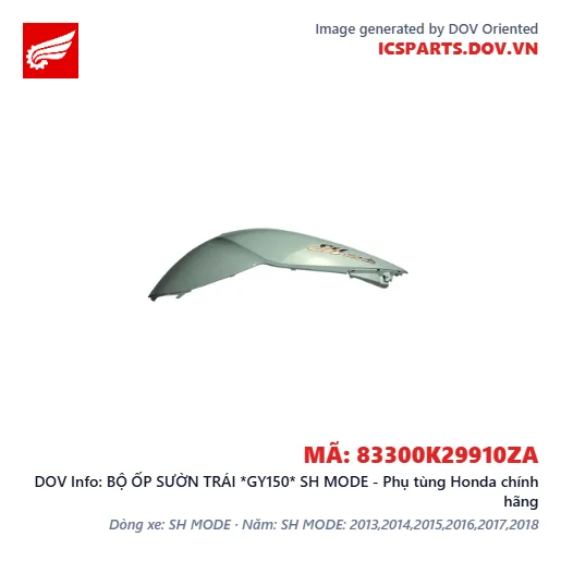 BỘ ỐP SƯỜN TRÁI *GY150* SH MODE - Phụ tùng Honda chính hãng