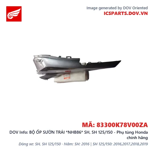 BỘ ỐP SƯỜN TRÁI *NHB86* SH, SH 125/150 - Phụ tùng Honda chính hãng