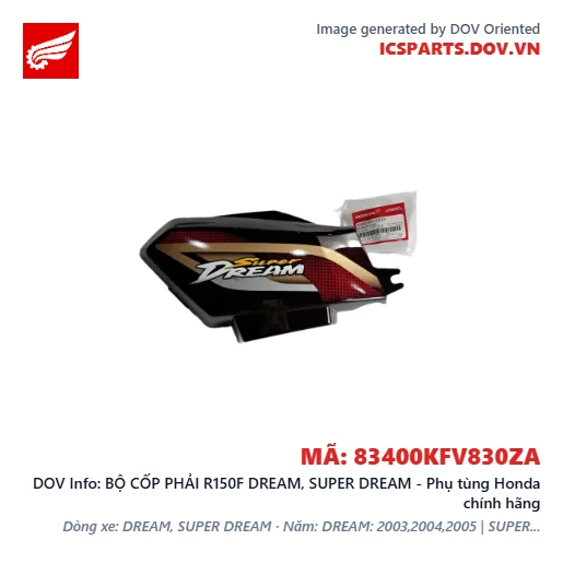 BỘ CỐP PHẢI R150F DREAM, SUPER DREAM - Phụ tùng Honda chính hãng