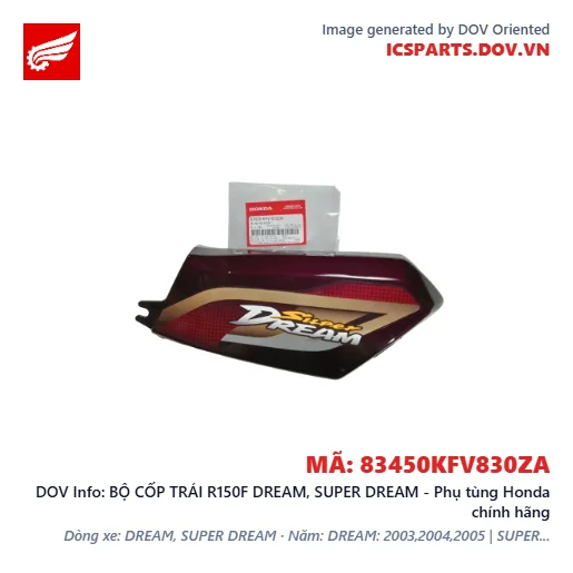 BỘ CỐP TRÁI R150F DREAM, SUPER DREAM - Phụ tùng Honda chính hãng