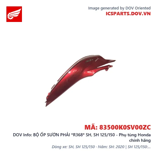 BỘ ỐP SƯỜN PHẢI *R368* SH, SH 125/150 - Phụ tùng Honda chính hãng