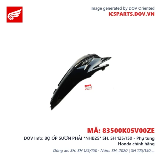 BỘ ỐP SƯỜN PHẢI *NHB25* SH, SH 125/150 - Phụ tùng Honda chính hãng