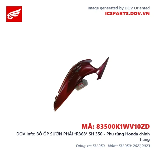 BỘ ỐP SƯỜN PHẢI *R368* SH 350 - Phụ tùng Honda chính hãng