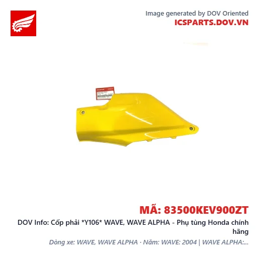 Cốp phải *Y106* WAVE, WAVE ALPHA - Phụ tùng Honda chính hãng
