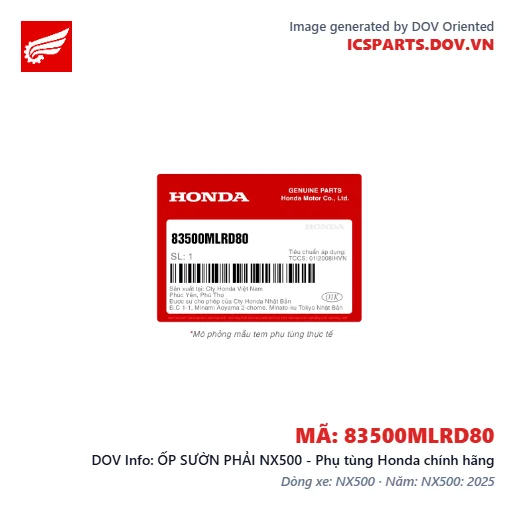 ỐP SƯỜN PHẢI NX500 - Phụ tùng Honda chính hãng