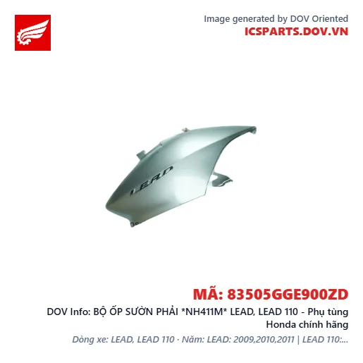 BỘ ỐP SƯỜN PHẢI *NH411M* LEAD, LEAD 110 - Phụ tùng Honda chính hãng