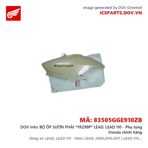 BỘ ỐP SƯỜN PHẢI *YR299P* LEAD, LEAD 110 - Phụ tùng Honda chính hãng