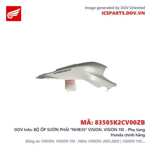 BỘ ỐP SƯỜN PHẢI *NHB35* VISION, VISION 110 - Phụ tùng Honda chính hãng