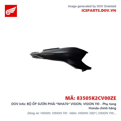 BỘ ỐP SƯỜN PHẢI *NHA76* VISION, VISION 110 - Phụ tùng Honda chính hãng