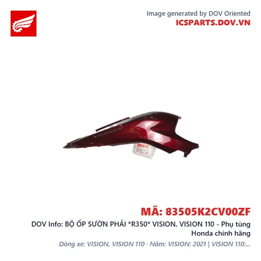 BỘ ỐP SƯỜN PHẢI *R350* VISION, VISION 110 - Phụ tùng Honda chính hãng