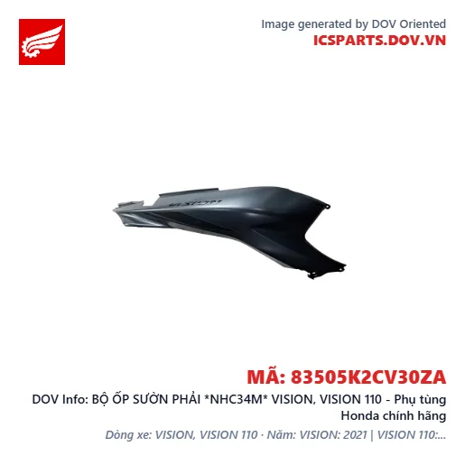 BỘ ỐP SƯỜN PHẢI *NHC34M* VISION, VISION 110 - Phụ tùng Honda chính hãng