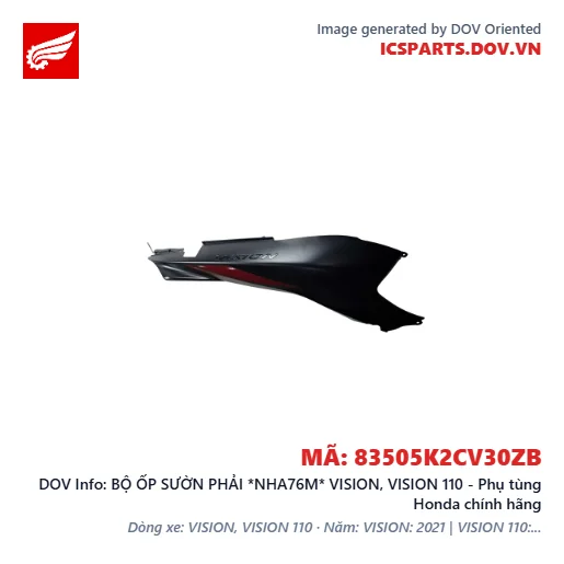 BỘ ỐP SƯỜN PHẢI *NHA76M* VISION, VISION 110 - Phụ tùng Honda chính hãng