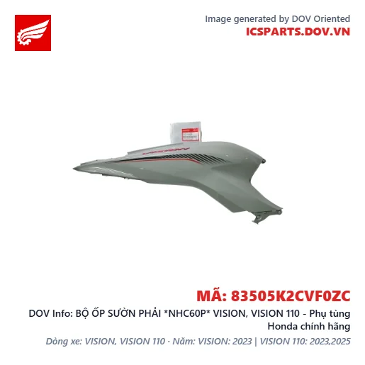 BỘ ỐP SƯỜN PHẢI *NHC60P* VISION, VISION 110 - Phụ tùng Honda chính hãng