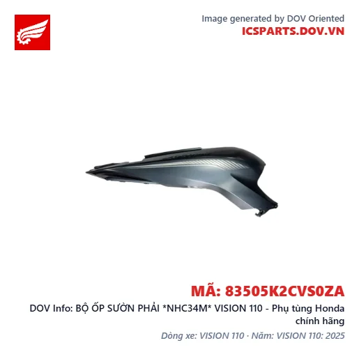BỘ ỐP SƯỜN PHẢI *NHC34M* VISION 110 - Phụ tùng Honda chính hãng