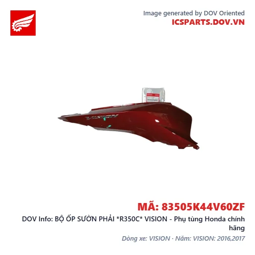 BỘ ỐP SƯỜN PHẢI *R350C* VISION - Phụ tùng Honda chính hãng