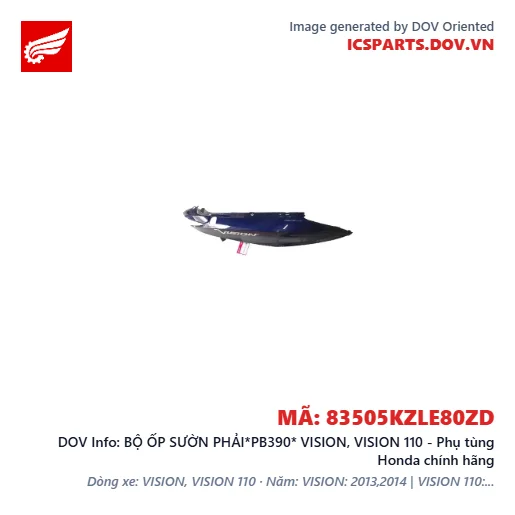 BỘ ỐP SƯỜN PHẢI*PB390* VISION, VISION 110 - Phụ tùng Honda chính hãng
