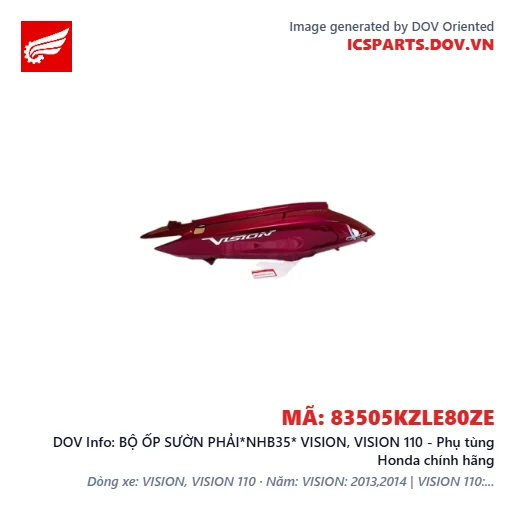BỘ ỐP SƯỜN PHẢI*NHB35* VISION, VISION 110 - Phụ tùng Honda chính hãng