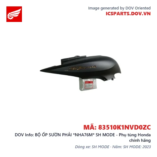 BỘ ỐP SƯỜN PHẢI *NHA76M* SH MODE - Phụ tùng Honda chính hãng