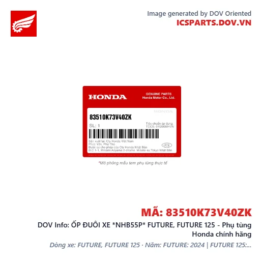 ỐP ĐUÔI XE *NHB55P* FUTURE, FUTURE 125 - Phụ tùng Honda chính hãng