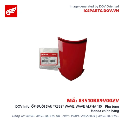 ỐP ĐUÔI SAU *R389* WAVE, WAVE ALPHA 110 - Phụ tùng Honda chính hãng