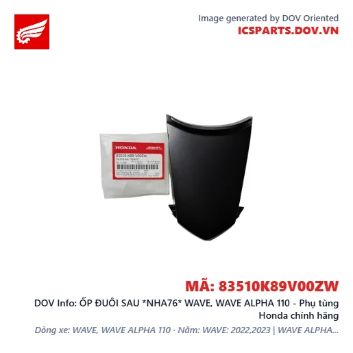 ỐP ĐUÔI SAU *NHA76* WAVE, WAVE ALPHA 110 - Phụ tùng Honda chính hãng
