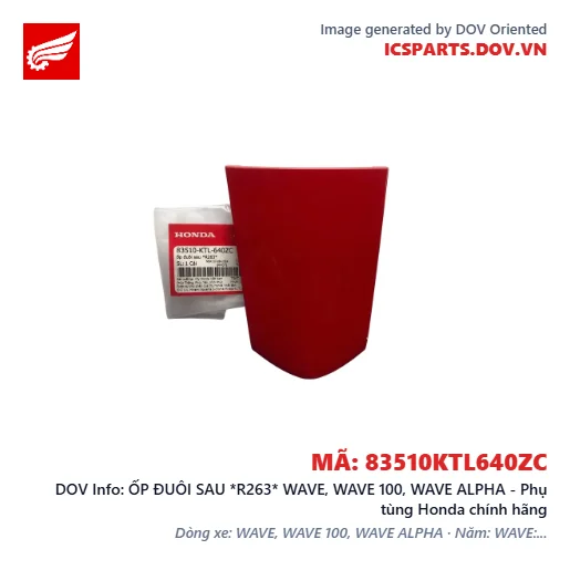 ỐP ĐUÔI SAU *R263* WAVE, WAVE 100, WAVE ALPHA - Phụ tùng Honda chính hãng