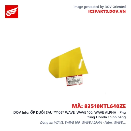 ỐP ĐUÔI SAU *Y106* WAVE, WAVE 100, WAVE ALPHA - Phụ tùng Honda chính hãng