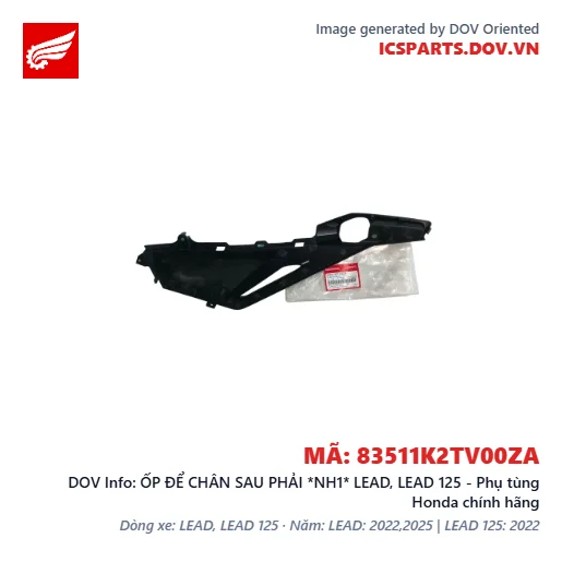 ỐP ĐỂ CHÂN SAU PHẢI *NH1* LEAD, LEAD 125 - Phụ tùng Honda chính hãng
