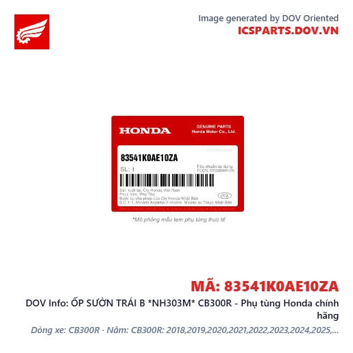 ỐP SƯỜN TRÁI B *NH303M* CB300R - Phụ tùng Honda chính hãng