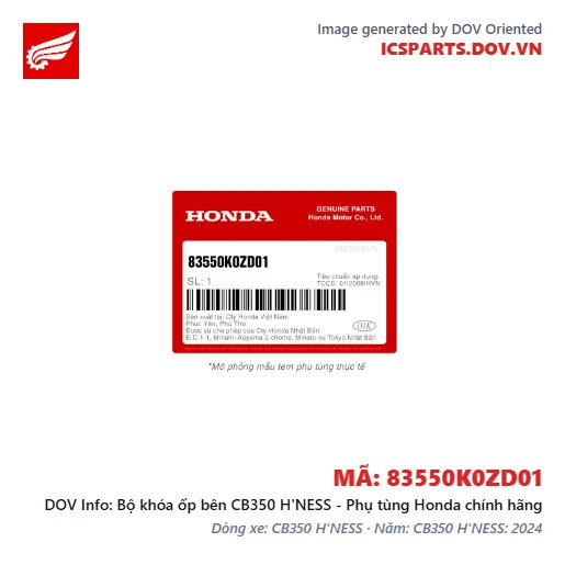 Bộ khóa ốp bên CB350 H'NESS - Phụ tùng Honda chính hãng