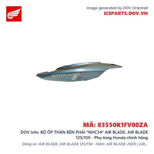 BỘ ỐP THÂN BÊN PHẢI *NHC34* AIR BLADE, AIR BLADE 125/150 - Phụ tùng Honda chính hãng