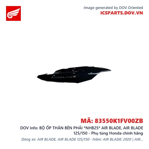 BỘ ỐP THÂN BÊN PHẢI *NHB25* AIR BLADE, AIR BLADE 125/150 - Phụ tùng Honda chính hãng