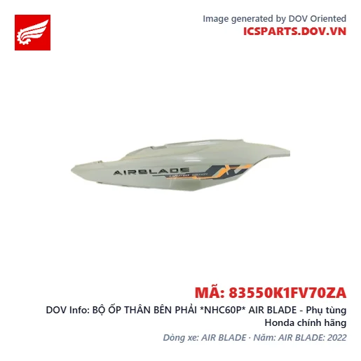BỘ ỐP THÂN BÊN PHẢI *NHC60P* AIR BLADE - Phụ tùng Honda chính hãng