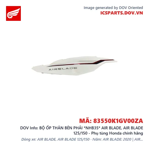 BỘ ỐP THÂN BÊN PHẢI *NHB35* AIR BLADE, AIR BLADE 125/150 - Phụ tùng Honda chính hãng