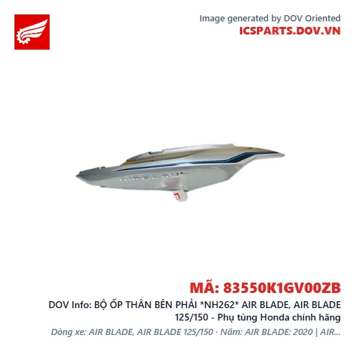 BỘ ỐP THÂN BÊN PHẢI *NH262* AIR BLADE, AIR BLADE 125/150 - Phụ tùng Honda chính hãng