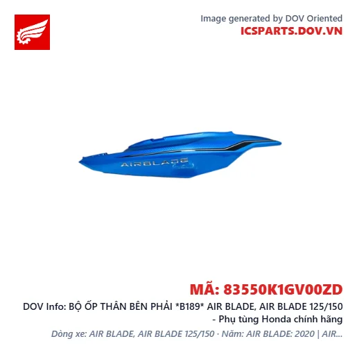 BỘ ỐP THÂN BÊN PHẢI *B189* AIR BLADE, AIR BLADE 125/150 - Phụ tùng Honda chính hãng