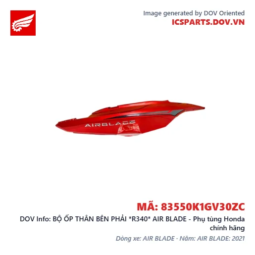BỘ ỐP THÂN BÊN PHẢI *R340* AIR BLADE - Phụ tùng Honda chính hãng