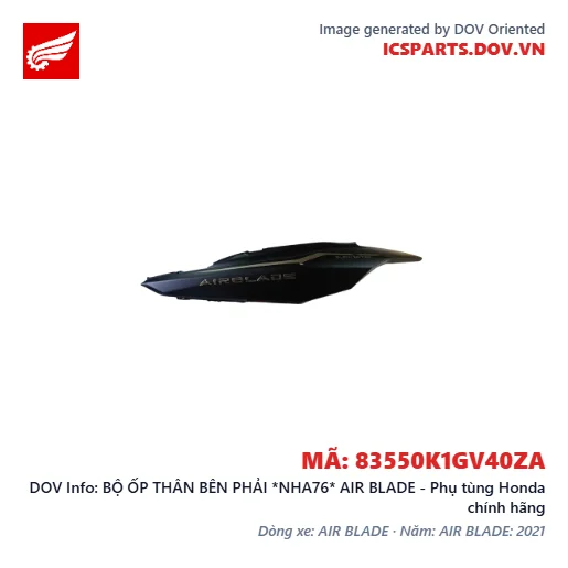 BỘ ỐP THÂN BÊN PHẢI *NHA76* AIR BLADE - Phụ tùng Honda chính hãng