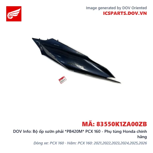 Bộ ốp sườn phải *PB420M* PCX 160 - Phụ tùng Honda chính hãng