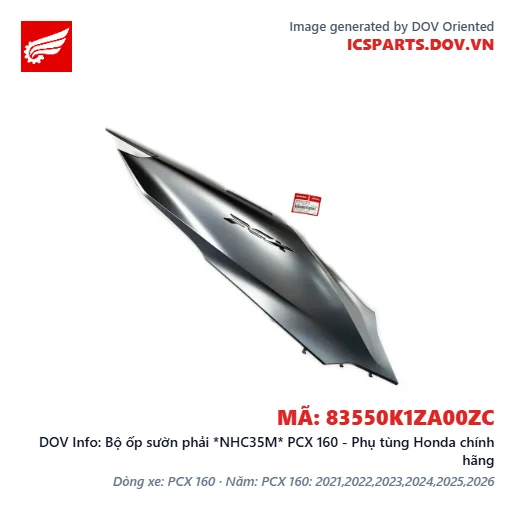Bộ ốp sườn phải *NHC35M* PCX 160 - Phụ tùng Honda chính hãng