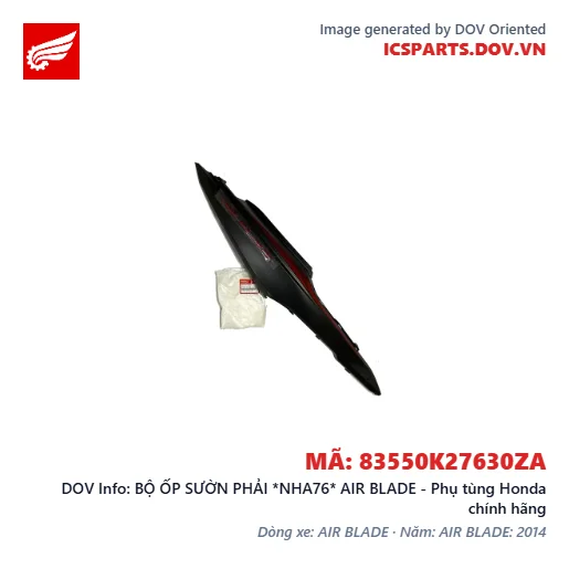 BỘ ỐP SƯỜN PHẢI *NHA76* AIR BLADE - Phụ tùng Honda chính hãng