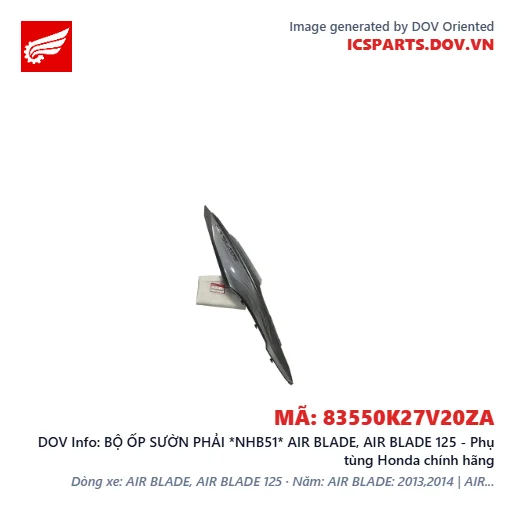 BỘ ỐP SƯỜN PHẢI *NHB51* AIR BLADE, AIR BLADE 125 - Phụ tùng Honda chính hãng