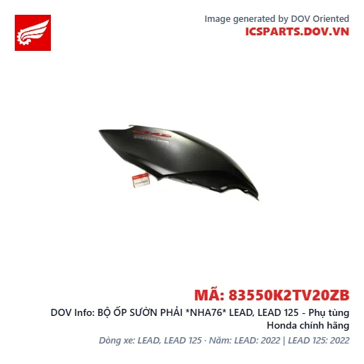 BỘ ỐP SƯỜN PHẢI *NHA76* LEAD, LEAD 125 - Phụ tùng Honda chính hãng