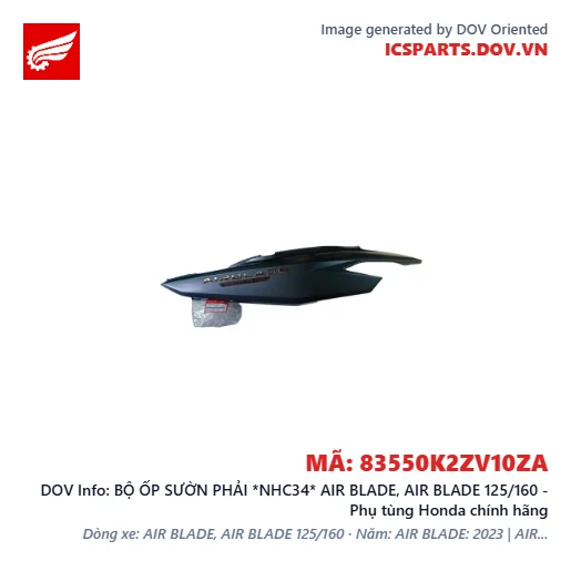 BỘ ỐP SƯỜN PHẢI *NHC34* AIR BLADE, AIR BLADE 125/160 - Phụ tùng Honda chính hãng