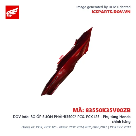 BỘ ỐP SƯỜN PHẢI*R350C* PCX, PCX 125 - Phụ tùng Honda chính hãng