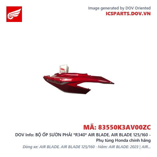 BỘ ỐP SƯỜN PHẢI *R340* AIR BLADE, AIR BLADE 125/160 - Phụ tùng Honda chính hãng