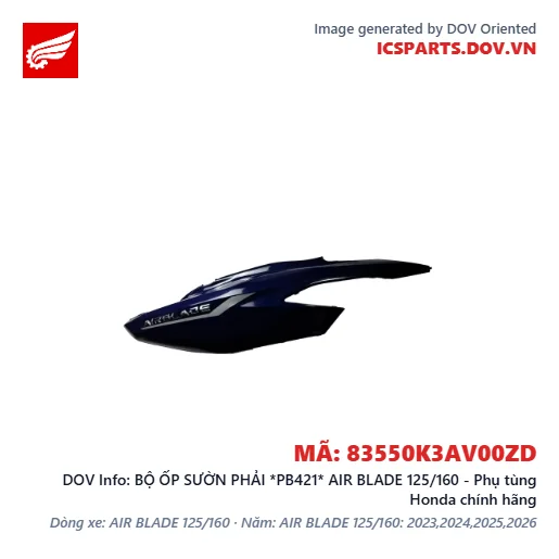 BỘ ỐP SƯỜN PHẢI *PB421* AIR BLADE 125/160 - Phụ tùng Honda chính hãng