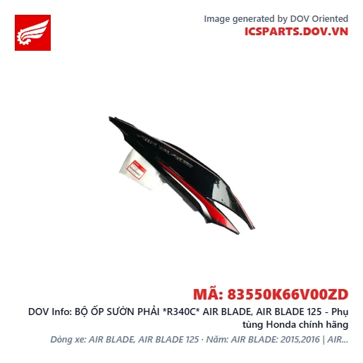 BỘ ỐP SƯỜN PHẢI *R340C* AIR BLADE, AIR BLADE 125 - Phụ tùng Honda chính hãng